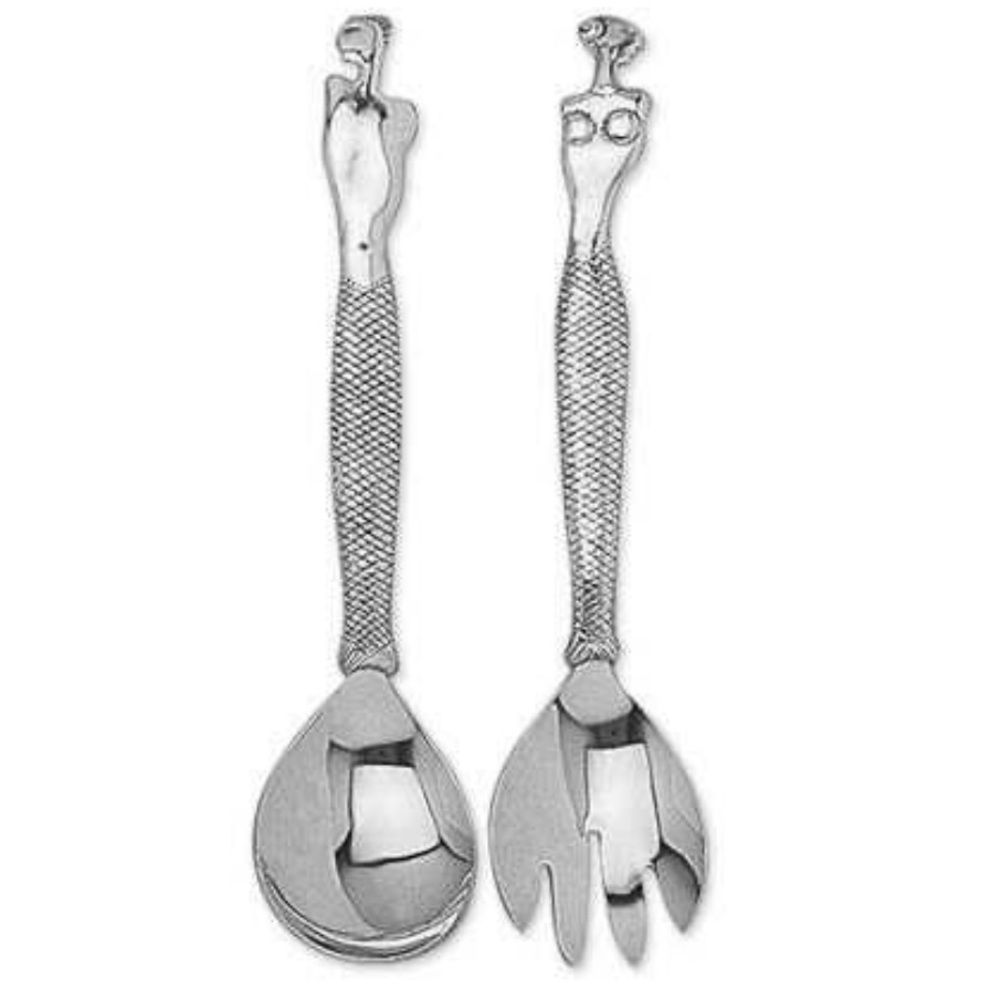 Rare Signature Stamped Carrol Boyes Functional Art Salad Server Set